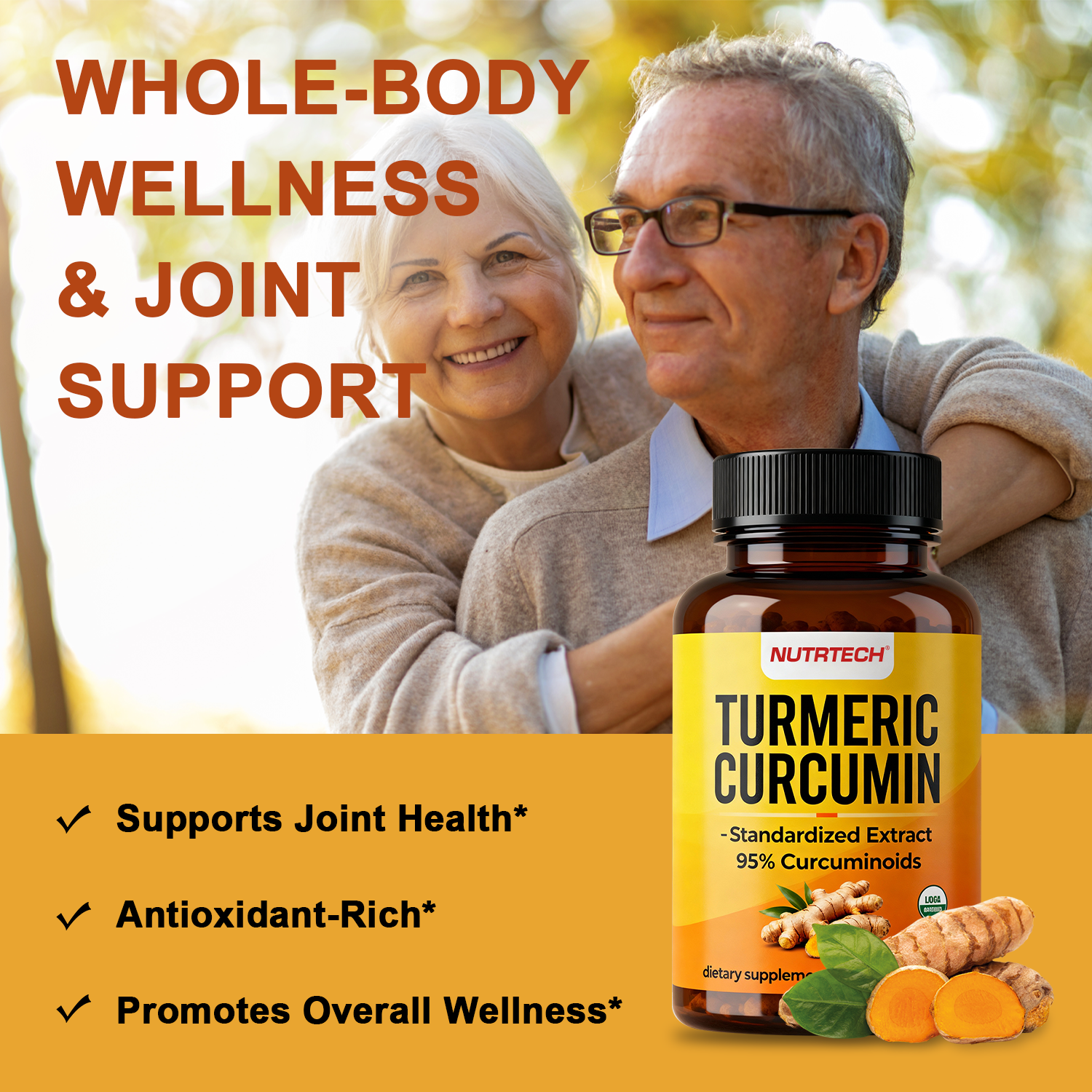 Turmeric with Black Pepper, Ginger and the Active Ingredient Curcumin for Cardiovascular Health and Joint Support
