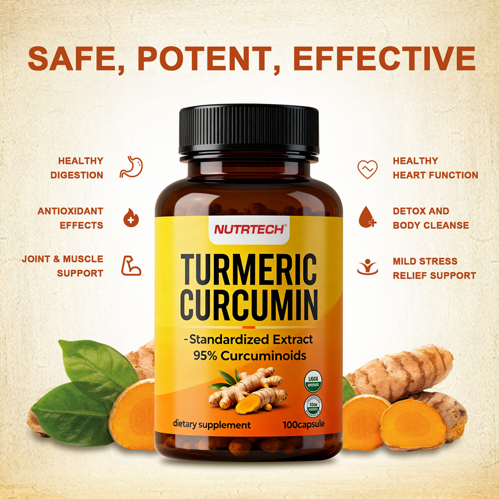 Turmeric with Black Pepper, Ginger and the Active Ingredient Curcumin for Cardiovascular Health and Joint Support