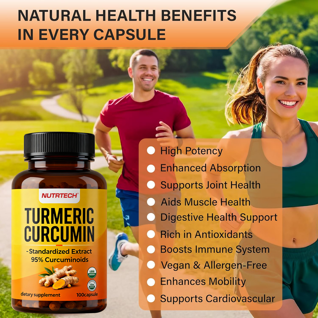 Turmeric with Black Pepper, Ginger and the Active Ingredient Curcumin for Cardiovascular Health and Joint Support
