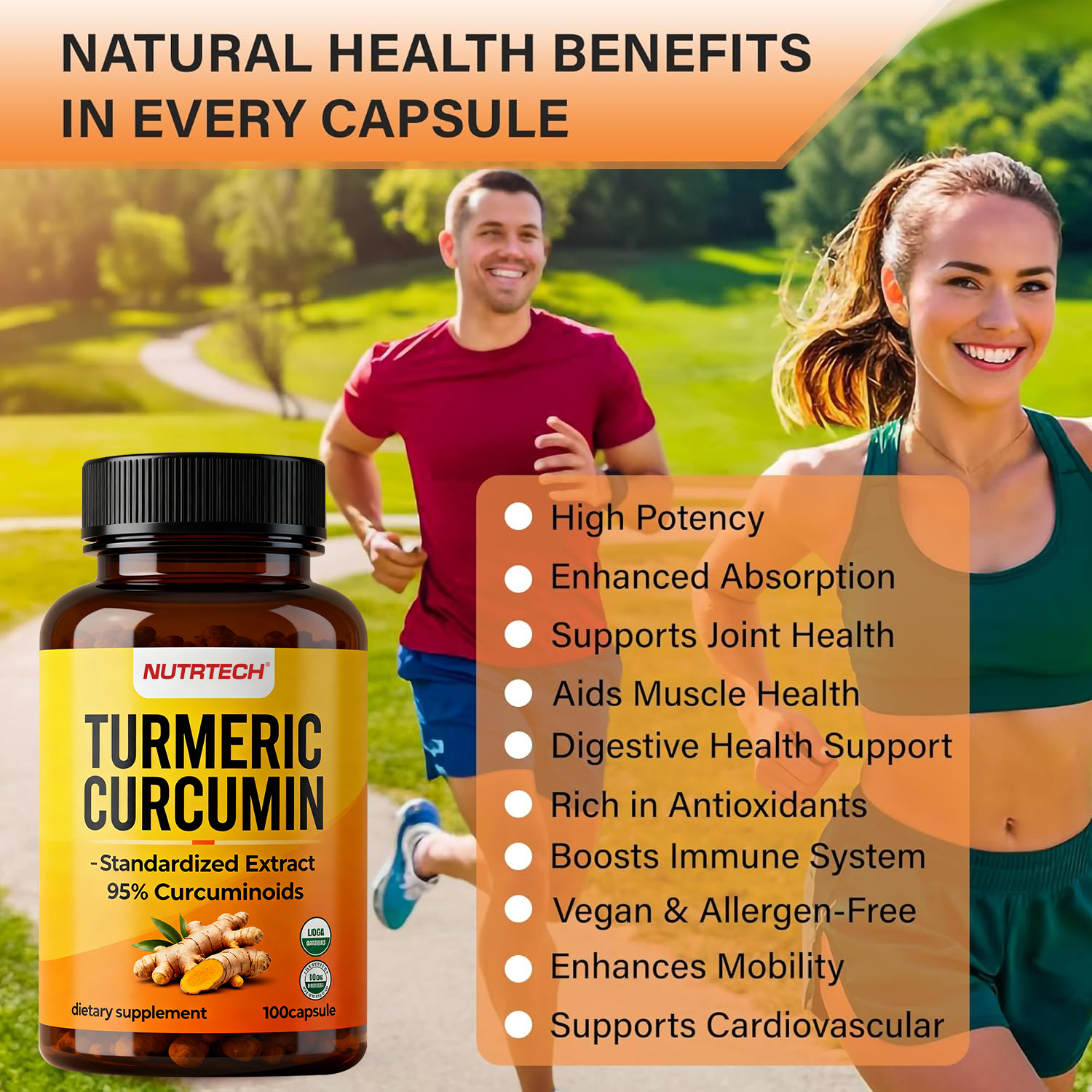 Turmeric with Black Pepper, Ginger and the Active Ingredient Curcumin for Cardiovascular Health and Joint Support